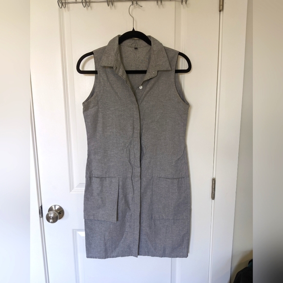 Collared Sleeveless Shirt Dress - Picture 1 of 4